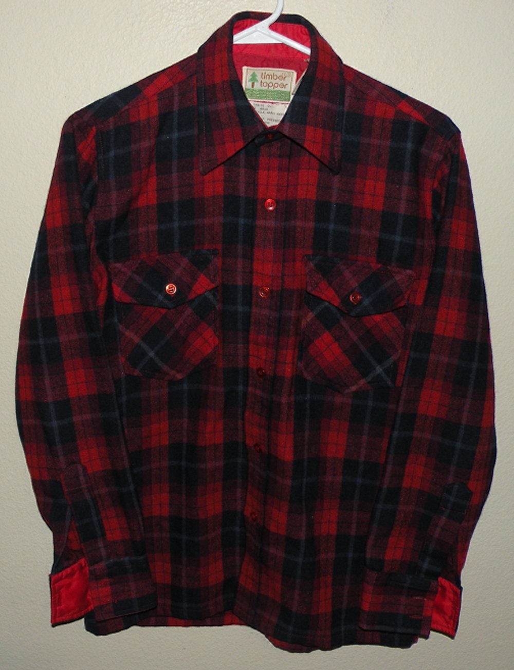 Vtg Timber Topper Men’s Small Wool Blend Button Shirt Red Plaid